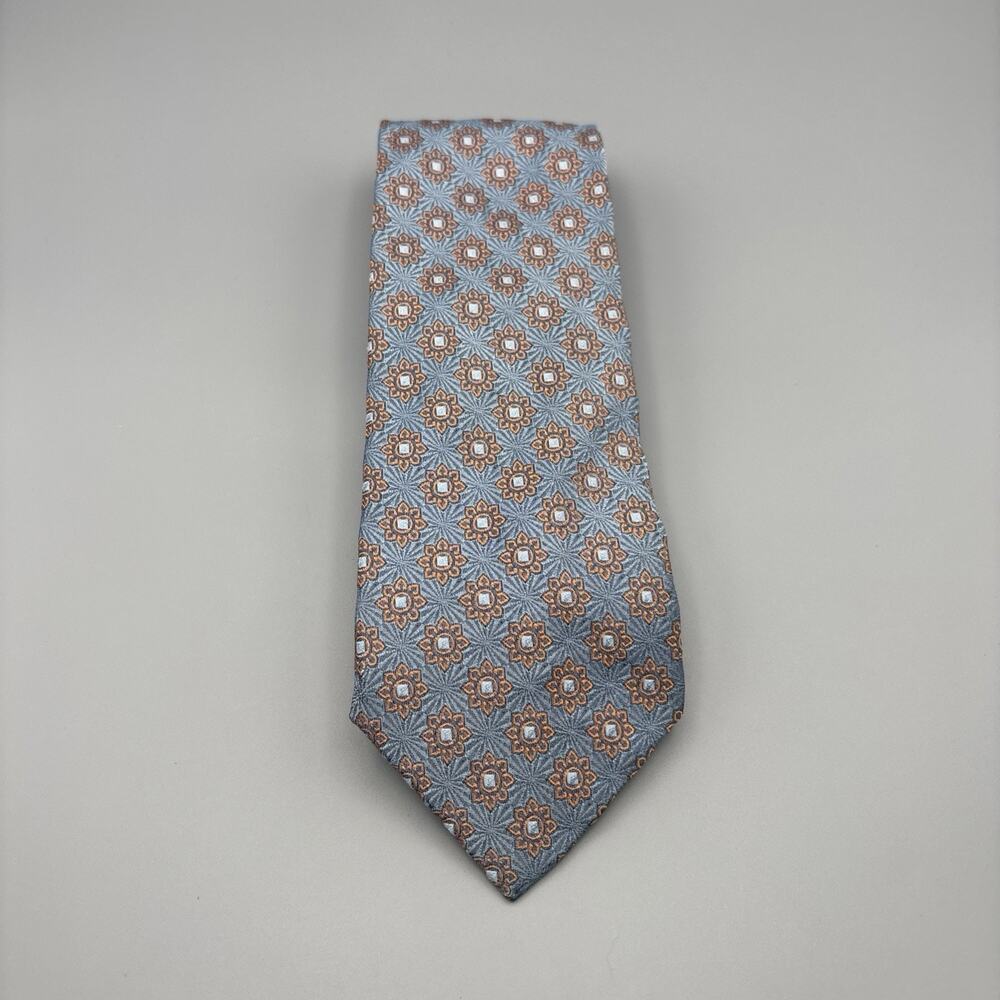 Villa Bolgheri Blue Geometric Silk Tie Made in Italy Classic Necktie